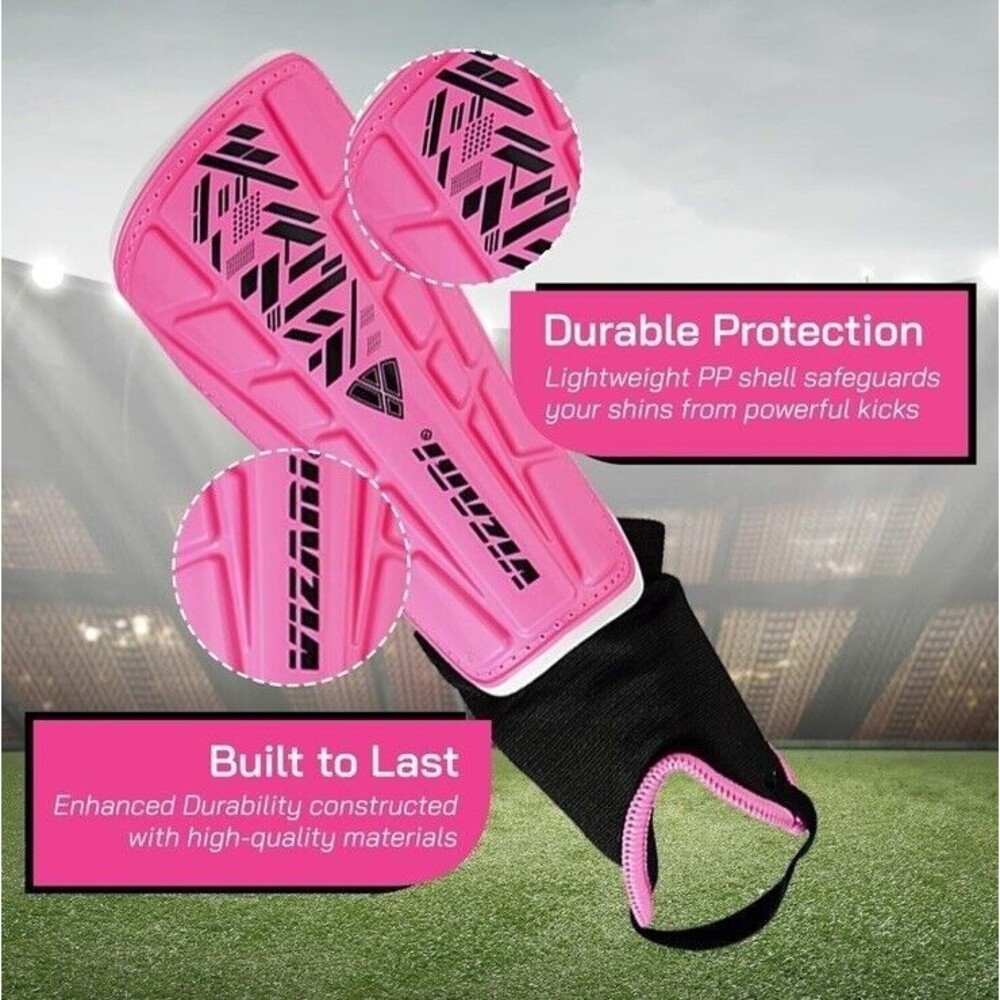 Vizari Malaga Pink Soccer Shin Guards Kids Youth Girls Adjustable Strap S 7.5" - Picture 5 of 13
